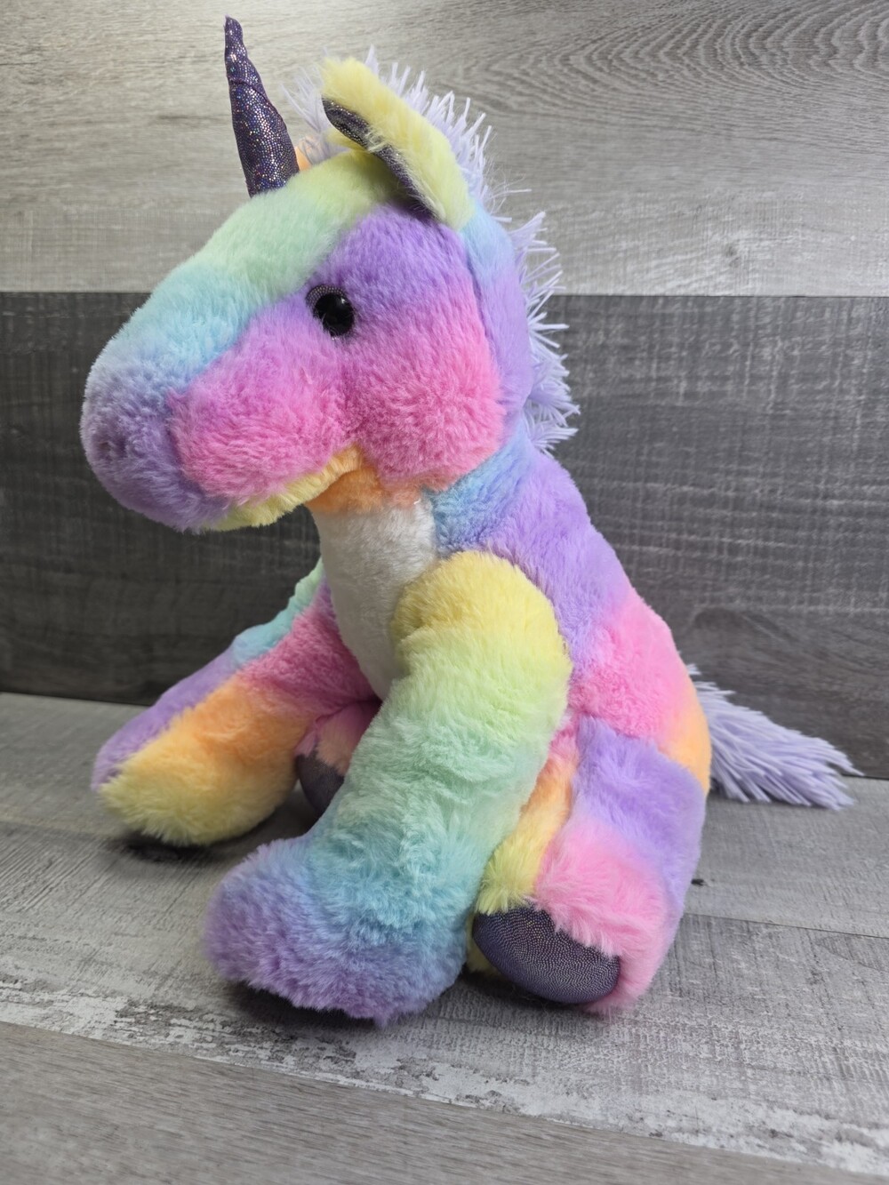Fiesta Rainbow Sherbert Sitting Unicorn 11" Plush Toy Stuffed Animal Purple b189